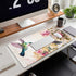 Desk Mat, Pink Flowers and Colibri Birds Extended Large Gaming Mouse Pad for Desk XXL, Non-Slip Rubber Base Stitched Edges Long Computer Keyboard ...