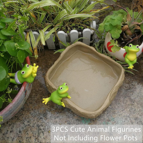 Ebrima Set of 3 Cute Animal Figurines Planter Pot Hanger Decorations, Resin Hanging Climbing Frog Sculpture Outdoor Statues Ornaments for Flower P...