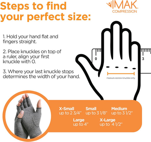 Brownmed - IMAK Compression Arthritis Gloves - Compression Gloves for Arthritis & Joint Pain Support - Men's & Women's Fingerless Gloves to Suppor...