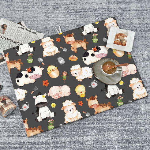 Farm Animal Dish Drying Mat for Kitchen Counter Cute Kitchen Mat Microfiber Kitchen Countertop Absorbent Reversible Drainer Rack Pad Dish Drying M...