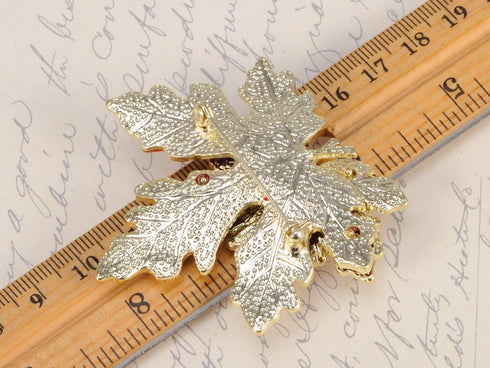 Alilang Golden Tone Metal Red Yellow Orange Enamel Maple Leaf Fashion Pin Brooch...