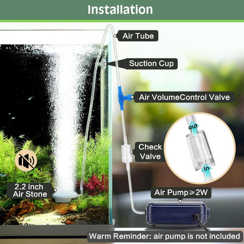 hygger Aquarium Air Stone Quiet Ultra High Dissolved Oxygen Diffuser Air Stones for Aquariums Nano Fish Tank Bubble Stone Kit Stainless Steel Air ...