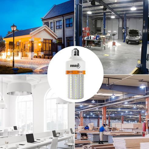 2 Pack 50W LED Corn Light Bulb 6250 Lumin 400W Replacement E26 Cool Daylight White Led Light Bulb for Indoor Outdoor Building Appliction, 2 Count ...
