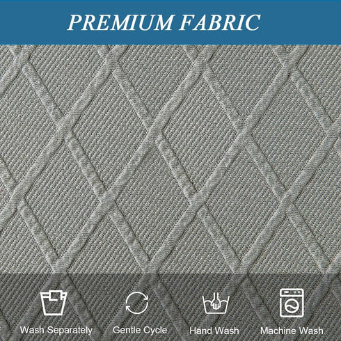 Ottoman Cover Square Ottoman Slipcover Storage Ottoman Protector Cover for Footrest Foot Stool Furniture Stretch Rhombus Jacquard Fabric with Elas...
