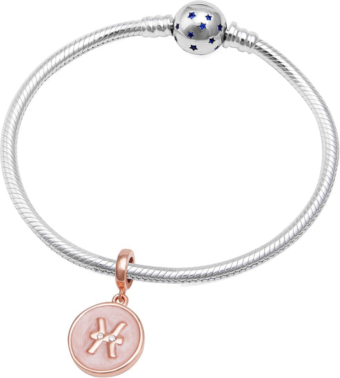 Rose Gold Zodiac Sign Charms 925 Sterling Silver Constellation Dangle Horoscope Charm for Pandora Bracelets and Necklaces Jewelry Gift for Women...
