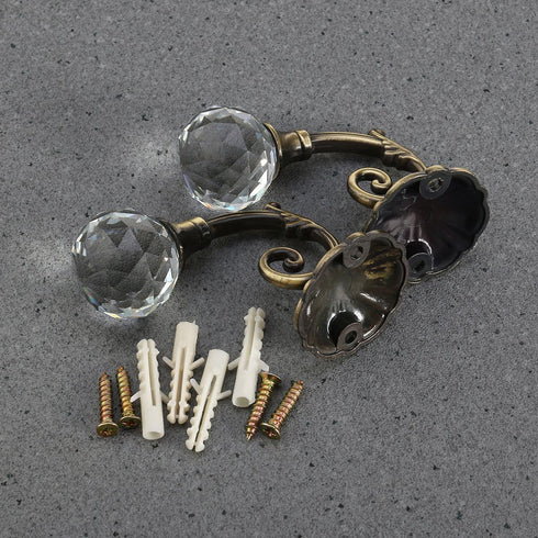 Curtain Tieback Hooks Drapery Holdbacks Crystal Ball Curtain Hookback Wall Mount Metal Curtain Holdback (Bronze 2pcs)...