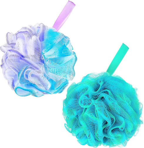 2Pcs Shower Loofahs Bath Sponges, 60g Large Soft Nylon Mesh Puff Balls for Body Wash, Exfoliating Body and Back Scrubber Pouf, Bathing Accessories...