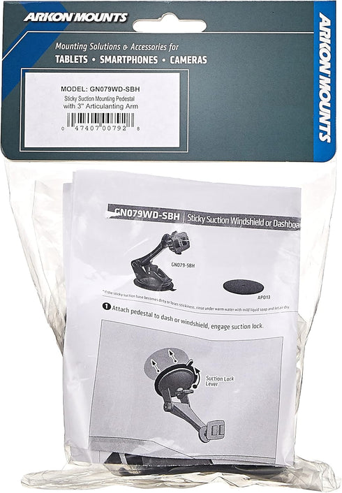 Replacement or Upgrade Windshield or Dashboard Sticky Suction Mount with 3 inch Arm for Arkon Dual T Holders and Magellan GPS...