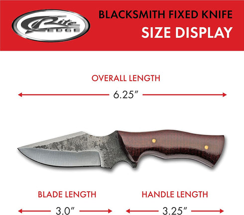 6.25" Fixed Blade Full-Tang Carbon Steel Blacksmith Style Outdoor Hunting/Skinning Knife with Sheath, Brown...