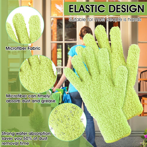 Sibba 2pcs Microfiber Dusting Mitt Gloves Auto Household Cleaning Mittens Cloth Reusable Washable Gloves for Men Women Kitchen House Blinds Plants...