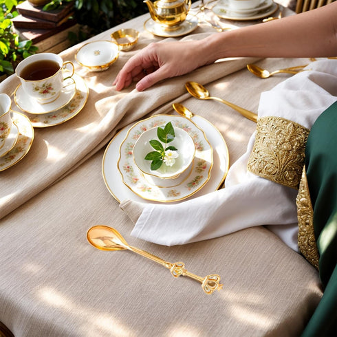 8 Pieces Golden Teaspoon Mini Gold Spoon with Crown Stainless Steel Coffee Cake Spoon Decorated Tea Spoons for Afternoon Tea Crown Spoon Party Fav...