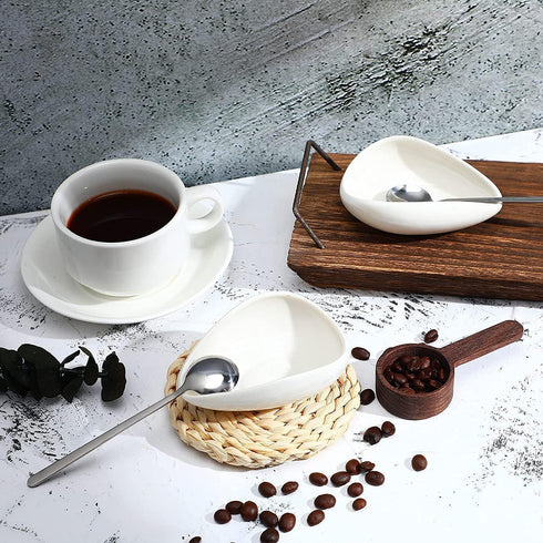 2pcs Ceramic Coffee Scoops Coffee Bean Weighing Bowls Coffee Powder Spoon...