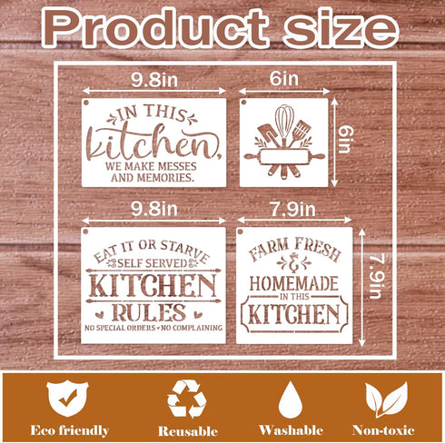 Farmhouse Stencils for Painting on Wood Kitchen Paint Stencils Flower Farm Vintage Sign Craft Stencils for Wood Burning Projects Reusable Wall Fab...