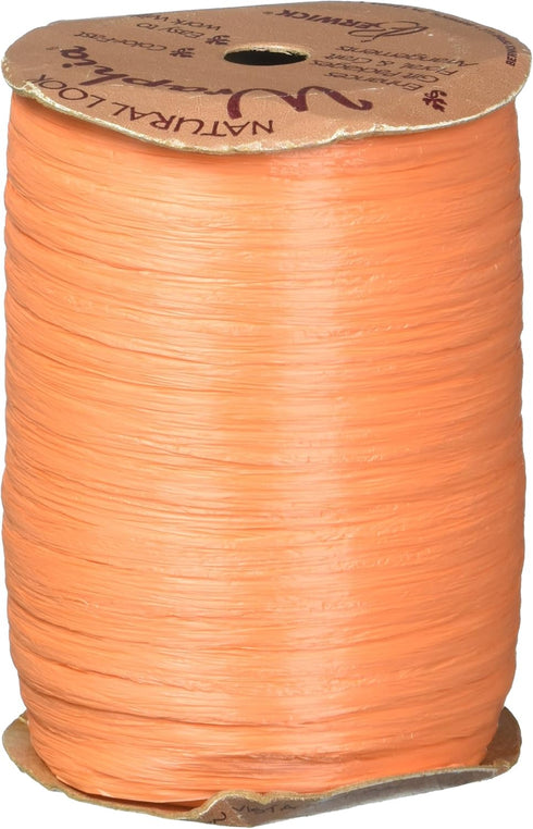 Berwick Craft Matte 1/4'' Wide Raffia Ribbon, Orange, 100 Yards...