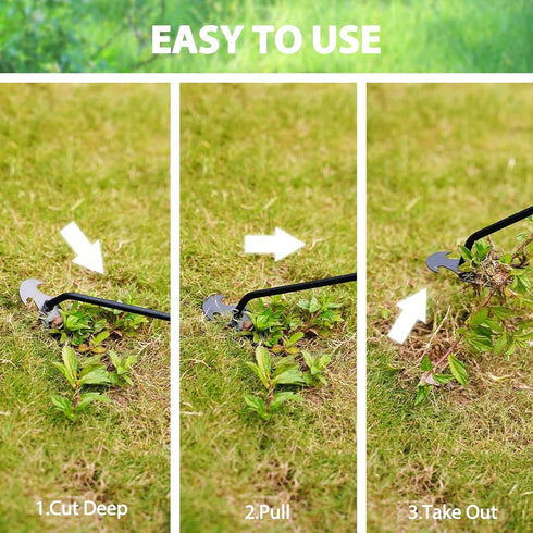 2PCS Garden Weed Pulling Tool Uprooting Weeding Tool 4 Teeth Weed Puller Tool Manganese Steel Garden Weeder Tool for Vegetable Gardening Planting,...