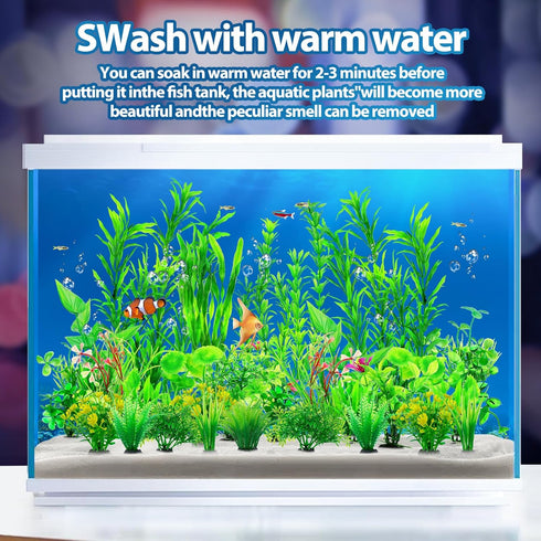 30pcs Fish Tank Accessories Aquarium Decorations Green Plants, Green Fish Tank Decorations Plant, Fish Tank Decor, Aquarium Decor Plastic Plants...