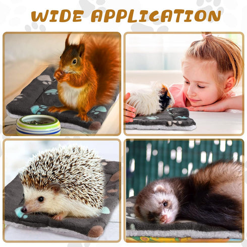 4 Pack Ultra Soft Dog Cat Bed Mat with Cute Prints Reversible Fleece Dog Crate Kennel Pad Cozy Washable Thickened Hamster Guinea Pig Bed Pet Bed M...