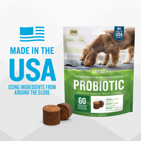 VetIQ Probiotic Supplement for Dogs, Digestive Support for Dogs, Nourishes Gut Bacteria and Supports Bowel Function, Hickory Smoke Flavor, Made in...