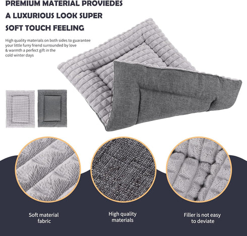 IEUUMLER Dog Bed, Reversible Washable Mat, Soft Premium Plush Dog Crate Pad, Pet Sleeping Mattress for Small/Medium/Large Dogs and Cats FC014 (Gra...