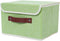Collapsible Storage Bins with Lids & PU Leather Handles - PP Plastic Board Washable Linen Fabric Storage Box, Foldable Storage Cube for Home Bedro...