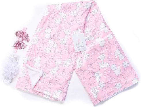 Cudlie Accessories Buttons and Stitches, Baby Girls, Blanket with 2 Headbands Set (Bunny Love)...