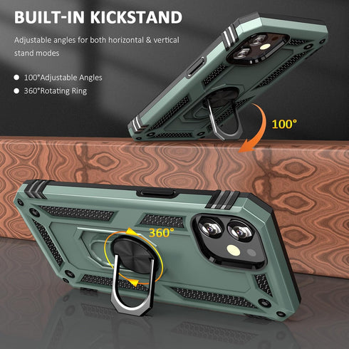 ADDIT Phone Case for iPhone 12 Mini Case,with Kickstand Ring,Adjustable Stand,Military Grade,Heavy Duty Protection,Shockproof,Anti-Fingerprint,Sup...