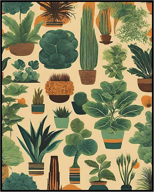 Posterizer 1 pcs-plants pots cactus cute art for plant lovers 5-Floral & Botanical Art-GIft for Men Women Teens-Decor for Home & Office- unframed ...