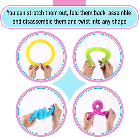 Mr. Pen- Pop Tubes Sensory Toys, 6 Pack, Large, Pop Tubes, Pop Tube, Pop Tubes Fidget Toys, Fidget Tube, Sensory Tubes for Toddlers, Tubes for Kid...
