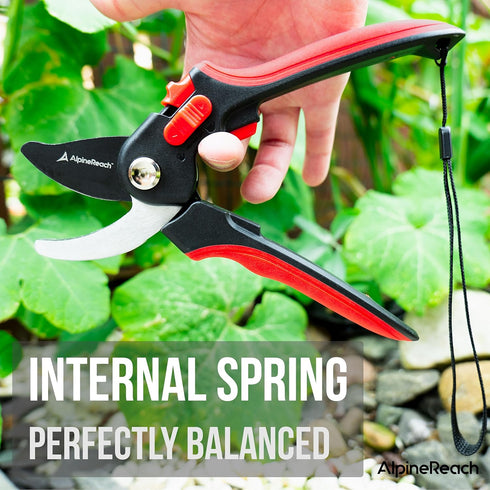 Anvil Pruning Shears for Gardening, Sharp Ergonomic Pruners, Heavy Duty High Carbon Steel Blade Plant Cutting Clippers, Adjustable Soft Handle for...