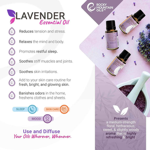 Rocky Mountain Oils Purify Lavender Essential Oil - Organic, Diffuser Oil, Frankincense, Sage oil Pure Essential Oils for Diffuser and Aromatherap...