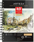 ARTEZA Mixed Media Sketchbook, 5.5 x 8.5 Inches, Pack of 1, 60 Sheets, Micro-Perforated Spiral-Bound Paper Pad for Wet and Dry Media...
