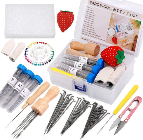 QMNNMA Felting Needles, Complete Needle Felting Tools, Wool Needle Felting Supplies with 36/38/40 Gauge Felt Needles for Beginners and Professiona...