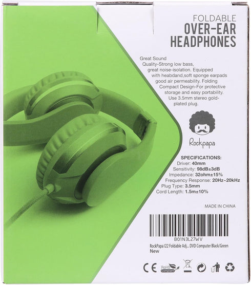 rockpapa HS20 Wired Kids Headphones for School, Foldable Lightweight Boy Girl Headphones with Microphone & 3.5mm Jack for 3-15 Year Old for Airpla...