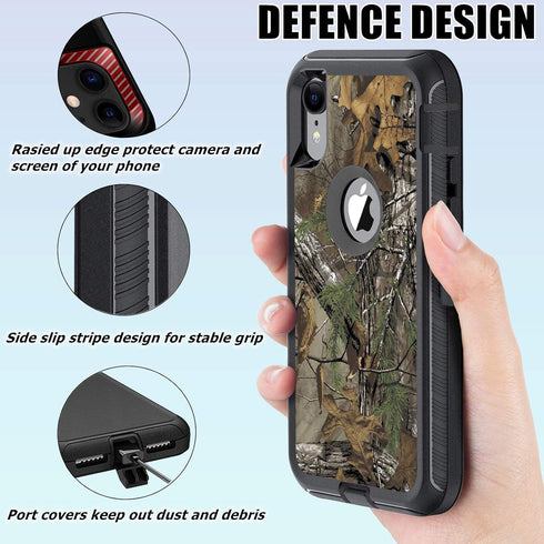 Compatible for iPhone XR Case with Screen Protector Camo Design for Men Boys Shockproof 3-Layer Full Body Rugged Heavy Duty Protective Case, Camou...