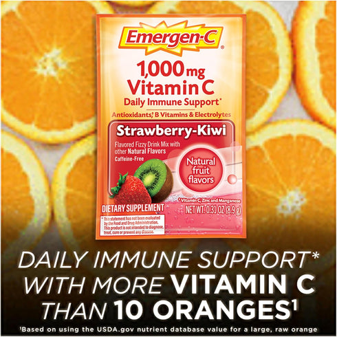 Emergen-C 1000mg Vitamin C Powder, with Antioxidants, B Vitamins and Electrolytes, Vitamin C Supplements for Immune Support, Caffeine Free Fizzy D...