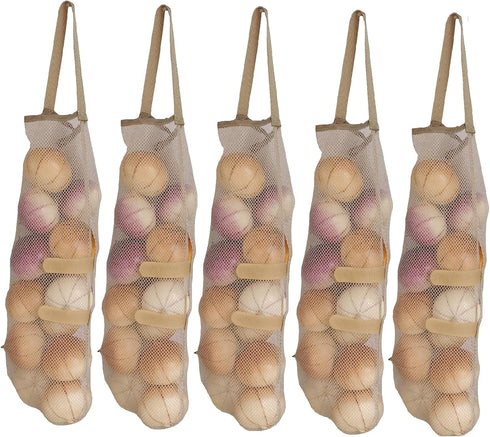 SHUYUE Hanging Mesh Bags Storage Potatoes Onion Garlic Net Bags Long and Large Net Produce Bags Fruit Veggies Green Pepper or Garbage Bag...