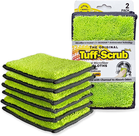 Fresh Professional Microfiber Sponge Cloths, Fabric Treated with SILVADUR Advanced Odor Control Technology and Charcoal-Infused Foam, 6-Pack Spong...
