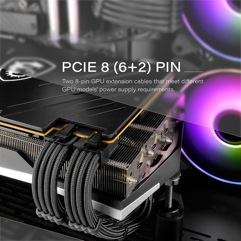 EZDIY-FAB PSU Cable Extension Sleeved Custom Mod GPU PC Power Supply Soft Nylon Braided with Comb Kit 24PIN/8PIN to 6+2Pin/ 8PIN to 4+4PIN-30CM 30...