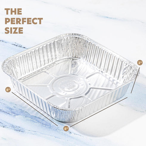 PLASTICPRO 10 Pack 8 Inch Square Aluminum Pans with Lids Disposable Tin Foil Pans Baking Pans Food Storage...
