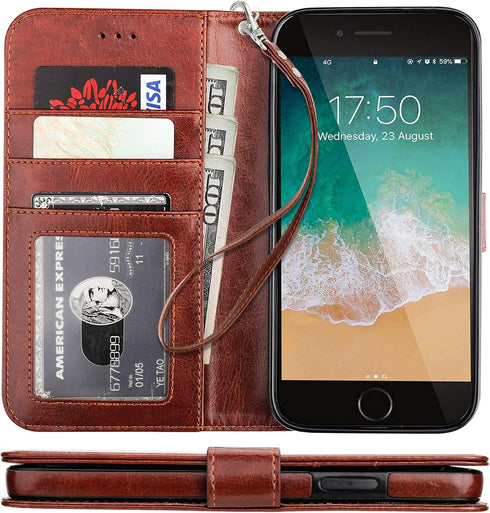 Bocasal for iPhone 7/8 Plus Wallet Case with Card Holder PU Leather Kickstand Shockproof Protective Wrist Strap Flip Cover for iPhone 7/8 Plus 5.5...