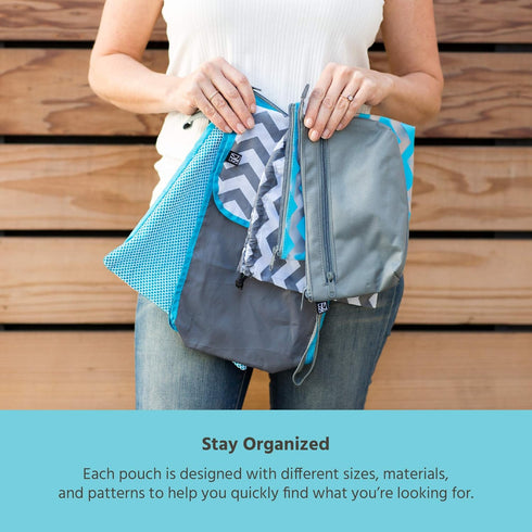 J.L. Childress 5-in-1 Diaper Bag Organizer for Diaper Bag, Purse or Travel Bag, 5 Piece Set, Grey/Chevron...