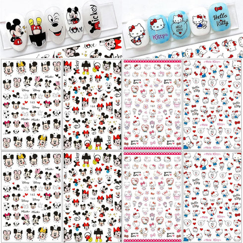 8 Pcs Nail Art Stickers Decal,Cute Cartoon Nail Decals 3D Self-Adhesive Nail Art Supplies Nail Stickers for Women Girls DIY Nail Designs Nail Deco...