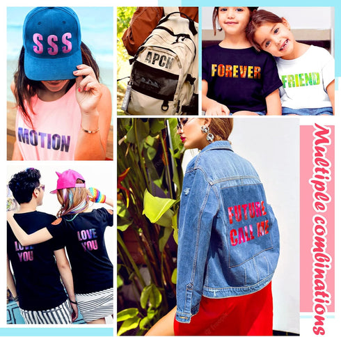 Cysincos Iron on Letters for Clothing Heat Transfer T Shirts Sticker Vinyl Letter Patches Iron on Decals Clothing Hat Pillow Backpack DIY Craft Su...