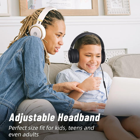 rockpapa Grade Wired Headphones with Microphone, Lightweight Foldable Stereo Bass Headphones with No-Tangle Cord & 3.5mm Jack for Women/Kids, Lapt...