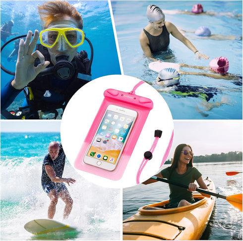 3 Pack Waterproof Float Phone Pouch with Neck Trap and Armband, Waterproof Phone case, Dry Bag Outdoor Beach Bag for iPhone, Samsung Galaxy, and O...