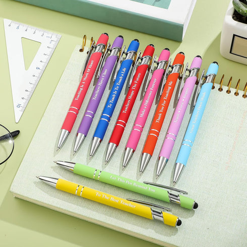 Greeting Theme Ballpoint Pen Teacher Appreciation Pen Inspirational Ballpoint Pens Screen Touch Metal and Stylus Pen for Teacher Writing Stationer...