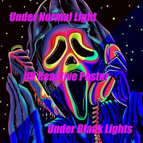 Jhdstore Blacklight Horror Face Tapestry UV Reactive Tapestries Wall Hanging Glow in The Dark Party Backdrop Tapestry for Bedroom Living Room - 29...