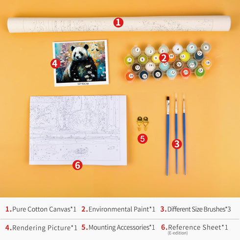 TUMOVO Panda Animal Paint by Numbers for Adults Beginner Chinese Panda Oil Paint by Number Kits On Canvas Acrylic Paint,Drawing Paintwork with Pai...