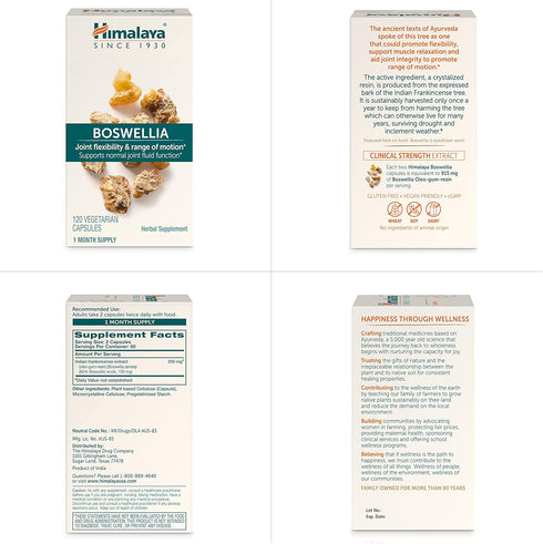 Himalaya Boswellia, Joint Support for Mobility and Flexibility, Promotes Tissue Preservation, 250 mg, 120 Capsules...
