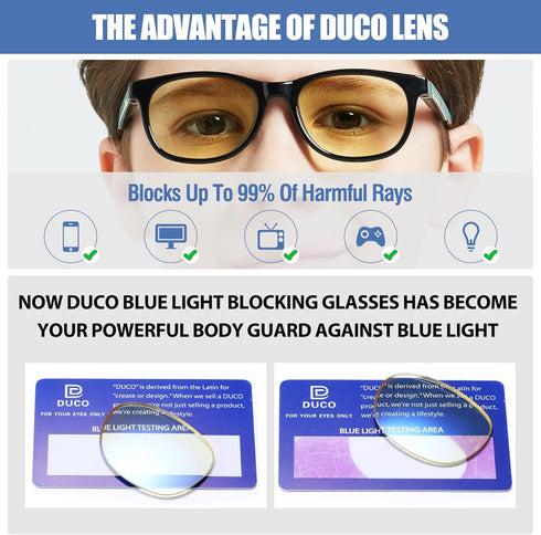 DUCO Blue Light Glasses for Kids Boys Girls Blue Ray Blocking Glasses Cute Computer Gaming TV Glasses for Children K015...